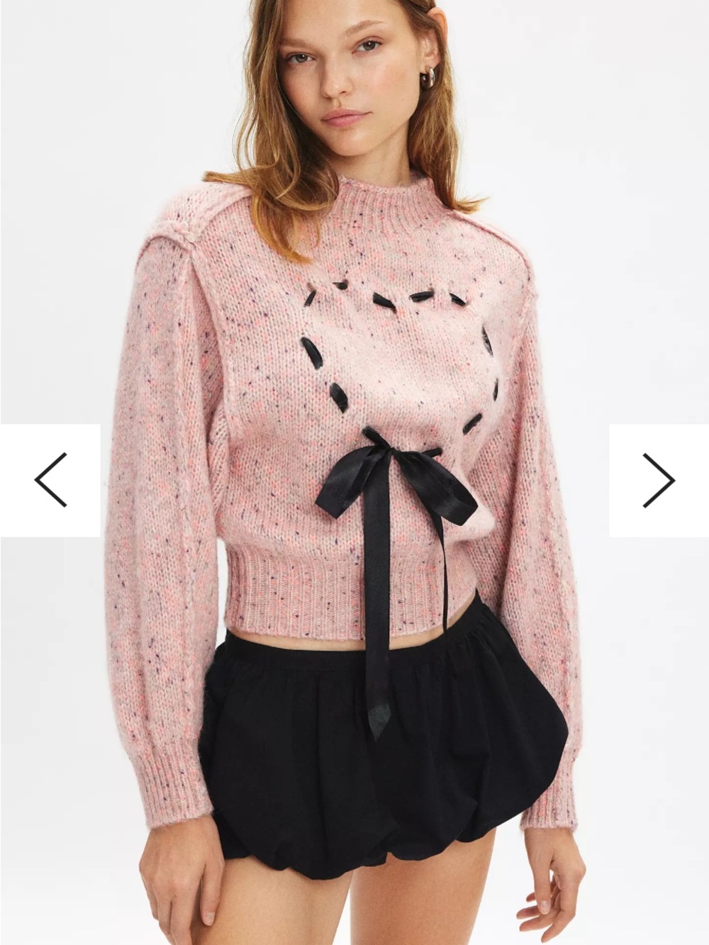 Kimchi Blue Urban Outfitters Pink Speckled Ribbon Heart Sweater M